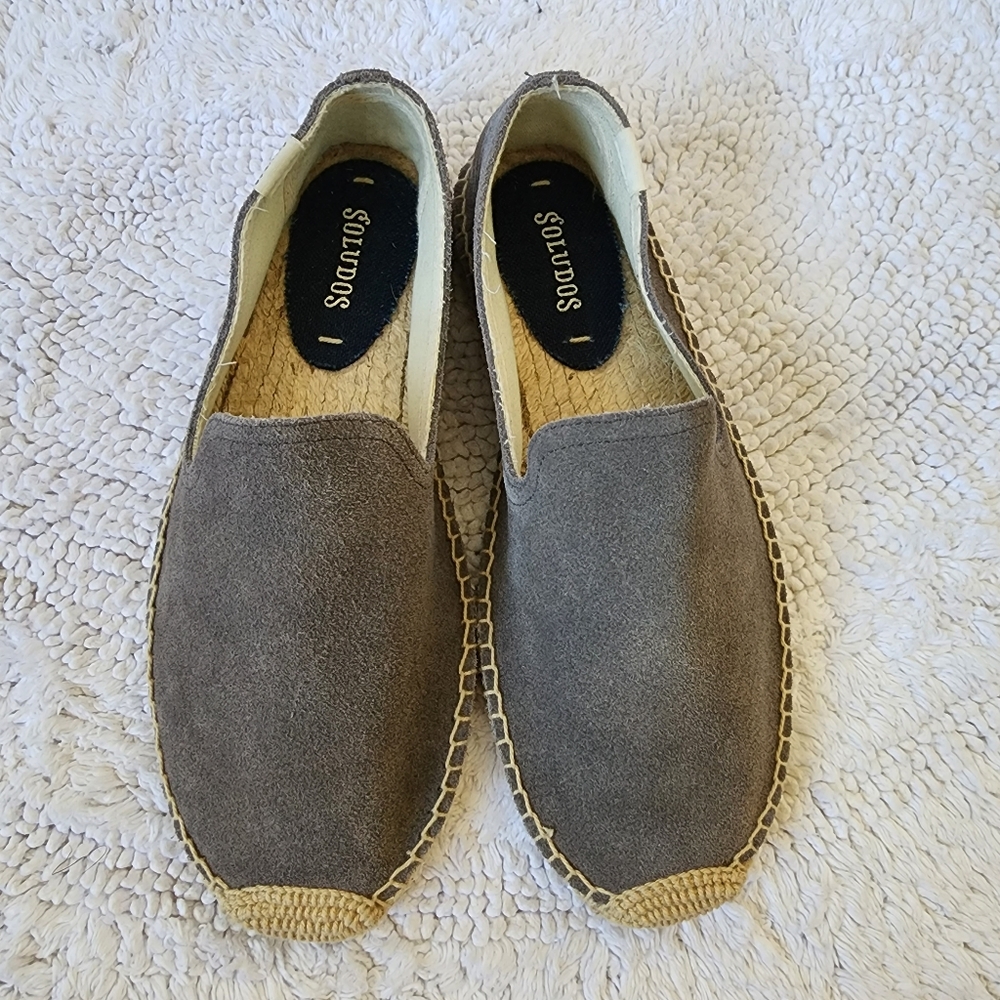Soludos grey suede slip-on flat espadrilles shoes US 7 New
